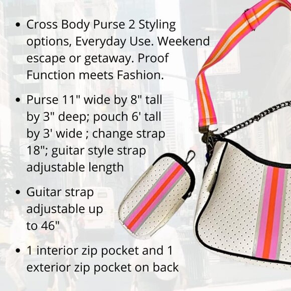Neoprene Crossbody Purse Women Women's Adjustable Detachable Straps Use - Picture 6 of 8